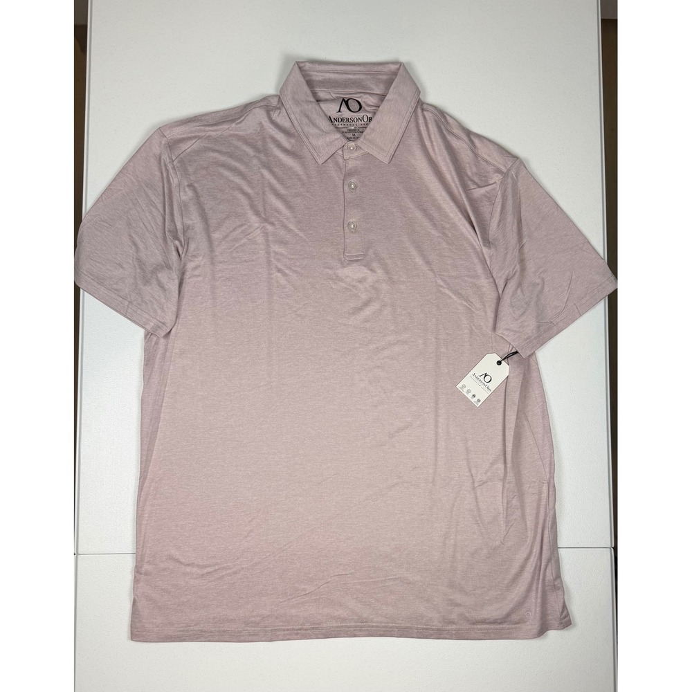 New AndersonOrd Gamer Polo Shirt Mens XL Heather Pink Performance Golf UPF 50